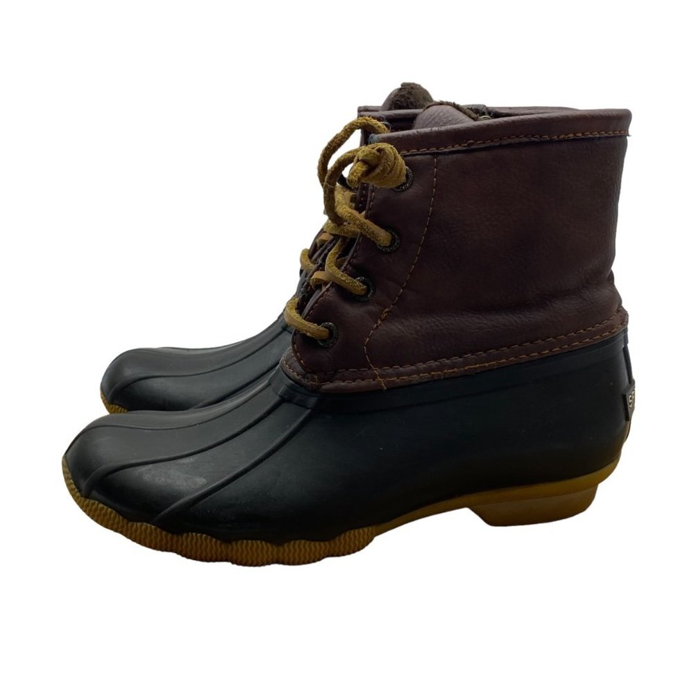 Sperry Kid Size 1 Saltwater Boot Brown Waterproof Rubber Duck Boot